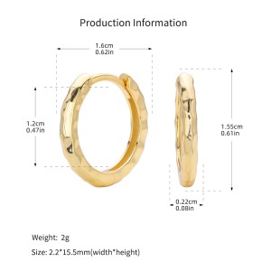 925 Sterling Silver Irregular Hammered Texture Hoop Earrings 60200324 925 Sterling Silver Irregular Hammered Texture Hoop Earrings 60200324