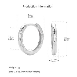 925 Sterling Silver Irregular Hammered Texture Hoop Earrings 60200324 925 Sterling Silver Irregular Hammered Texture Hoop Earrings 60200324