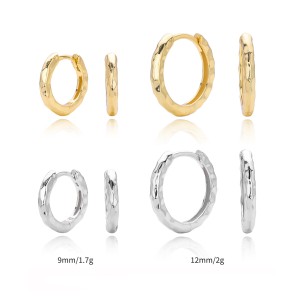 925 Sterling Silver Irregular Hammered Texture Hoop Earrings 60200324 925 Sterling Silver Irregular Hammered Texture Hoop Earrings 60200324