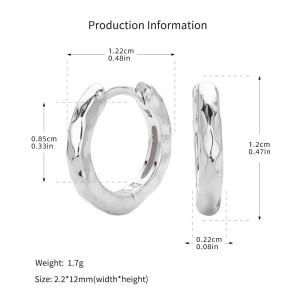 925 Sterling Silver Irregular Hammered Texture Hoop Earrings 60200324 925 Sterling Silver Irregular Hammered Texture Hoop Earrings 60200324