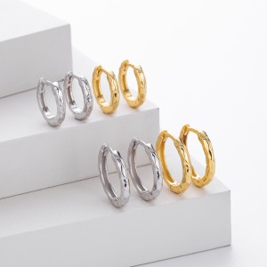 925 Sterling Silver Irregular Hammered Texture Hoop Earrings 60200324 925 Sterling Silver Irregular Hammered Texture Hoop Earrings 60200324