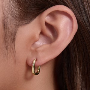 925 Sterling Silver Geometric Solitaire CZ U-Hoop Earrings 60200325 925 Sterling Silver Geometric Solitaire CZ U-Hoop Earrings 60200325