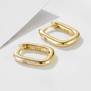 925 Sterling Silver Geometric Solitaire CZ U-Hoop Earrings 60200325 925 Sterling Silver Geometric Solitaire CZ U-Hoop Earrings 60200325