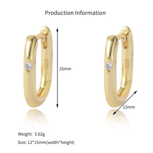 925 Sterling Silver Geometric Solitaire CZ U-Hoop Earrings 60200325 925 Sterling Silver Geometric Solitaire CZ U-Hoop Earrings 60200325