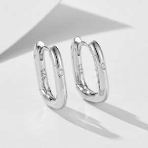 925 Sterling Silver Geometric Solitaire CZ U-Hoop Earrings 60200325 925 Sterling Silver Geometric Solitaire CZ U-Hoop Earrings 60200325