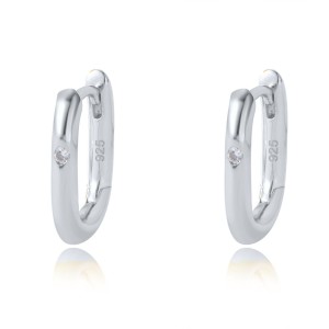 925 Sterling Silver Geometric Solitaire CZ U-Hoop Earrings 60200325 925 Sterling Silver Geometric Solitaire CZ U-Hoop Earrings 60200325