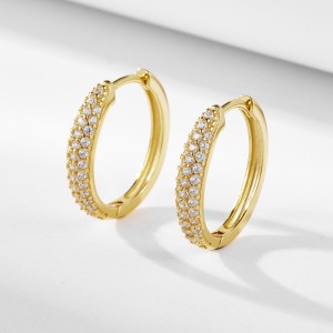 925 Sterling Silver Multi-Row Micro Pave CZ Hoop Earrings 60200326