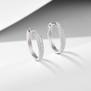 925 Sterling Silver Multi-Row Micro Pave CZ Hoop Earrings 60200326