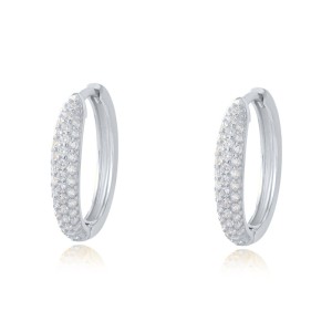 925 Sterling Silver Multi-Row Micro Pave CZ Hoop Earrings 60200326