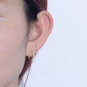 925 Sterling Silver Blue Opal CZ Hoop Earrings 60200327 925 Sterling Silver Blue Opal CZ Hoop Earrings 60200327