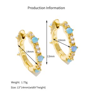 925 Sterling Silver Blue Opal CZ Hoop Earrings 60200327 925 Sterling Silver Blue Opal CZ Hoop Earrings 60200327