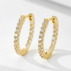 925 Sterling Silver Single Row CZ Hoop Earrings 60200328