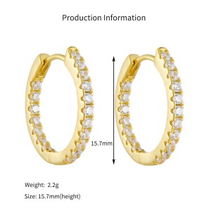 925 Sterling Silver Single Row CZ Hoop Earrings 60200328