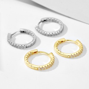 925 Sterling Silver Single Row CZ Hoop Earrings 60200328