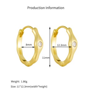 925 Sterling Silver Irregular Melted CZ Hoop Earrings 60200330