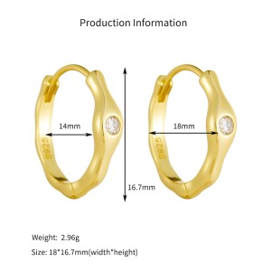 925 Sterling Silver Irregular Melted CZ Hoop Earrings 60200330