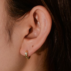 925 Sterling Silver Irregular Melted CZ Hoop Earrings 60200330