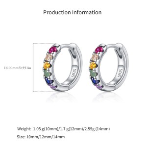 925 Sterling Silver Rainbow CZ Huggie Hoop Earrings 60200332