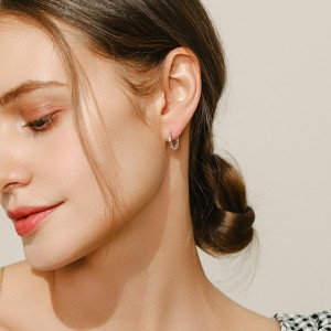 925 Sterling Silver Multi-Color Zircon Huggie Hoop Earrings 60200333