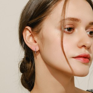 925 Sterling Silver Multi-Color Zircon Huggie Hoop Earrings 60200333