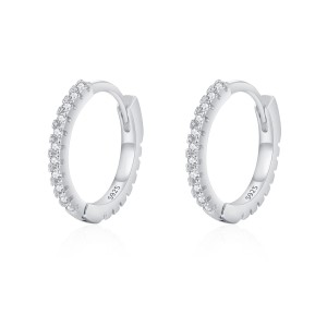 925 Sterling Silver Classic CZ Drop Hoop Earring 60200336
