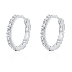 925 Sterling Silver Classic CZ Drop Hoop Earring 60200336