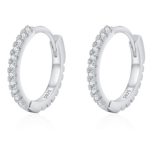 925 Sterling Silver Classic CZ Drop Hoop Earring 60200336