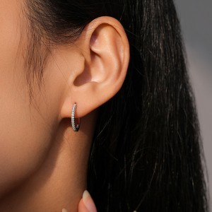 925 Sterling Silver Classic CZ Drop Hoop Earring 60200336