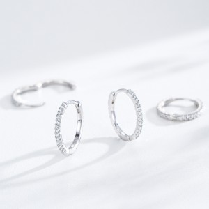 925 Sterling Silver Classic CZ Drop Hoop Earring 60200336