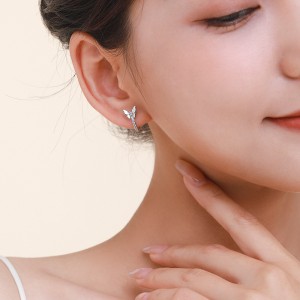 925 Sterling Silver Butterfly CZ Huggie Hoop Earring 60200337