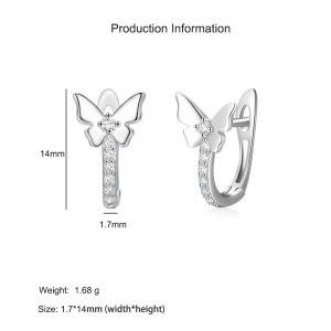 925 Sterling Silver Butterfly CZ Huggie Hoop Earring 60200337