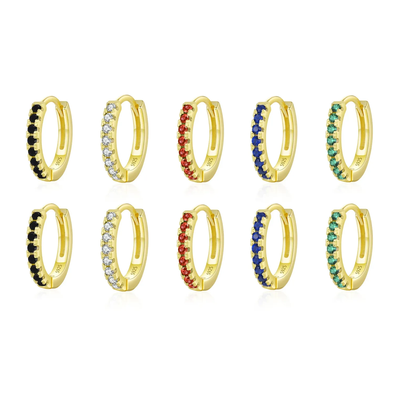 925 Sterling Silver Colorful CZ Mini Huggie Hoop Earring 60200338 925 Sterling Silver Colorful CZ Mini Huggie Hoop Earring 60200338