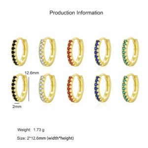 925 Sterling Silver Colorful CZ Mini Huggie Hoop Earring 60200338 925 Sterling Silver Colorful CZ Mini Huggie Hoop Earring 60200338