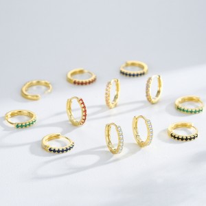 925 Sterling Silver Colorful CZ Mini Huggie Hoop Earring 60200338 925 Sterling Silver Colorful CZ Mini Huggie Hoop Earring 60200338