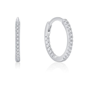 925 Sterling Silver Micro-Pave CZ Hoop Earring 60200340