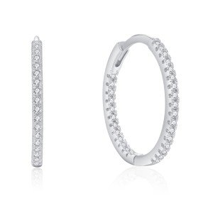 925 Sterling Silver Micro-Pave CZ Hoop Earring 60200340