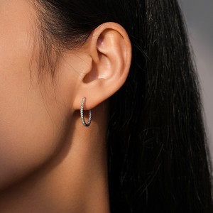 925 Sterling Silver Micro-Pave CZ Hoop Earring 60200340
