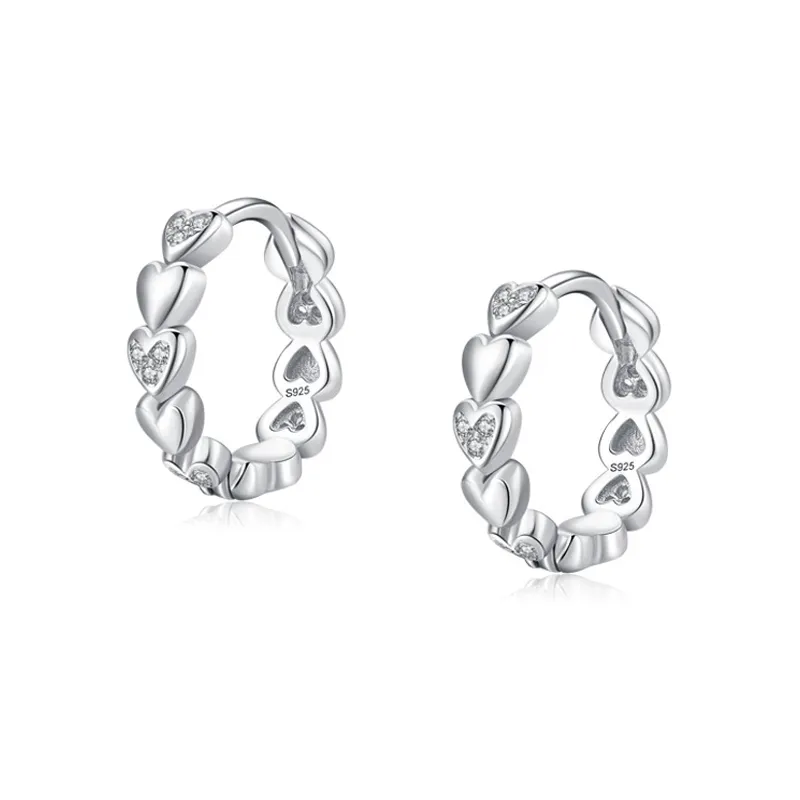 925 Sterling Silver Heart CZ Hoop Earring 60200341