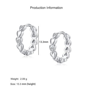925 Sterling Silver Heart CZ Hoop Earring 60200341