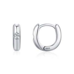 925 Sterling Silver Minimalist Geometric Zircon Hoop Earring 60200342 925 Sterling Silver Minimalist Geometric Zircon Hoop Earring 60200342