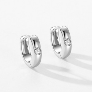 925 Sterling Silver Minimalist Geometric Zircon Hoop Earring 60200342 925 Sterling Silver Minimalist Geometric Zircon Hoop Earring 60200342