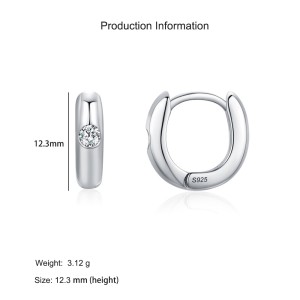 925 Sterling Silver Minimalist Geometric Zircon Hoop Earring 60200342 925 Sterling Silver Minimalist Geometric Zircon Hoop Earring 60200342