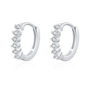 925 Sterling Silver Minimalist Sparkling Zircon Hoop Earring 60200343 925 Sterling Silver Minimalist Sparkling Zircon Hoop Earring 60200343