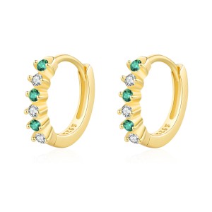 925 Sterling Silver Minimalist Sparkling Zircon Hoop Earring 60200343 925 Sterling Silver Minimalist Sparkling Zircon Hoop Earring 60200343