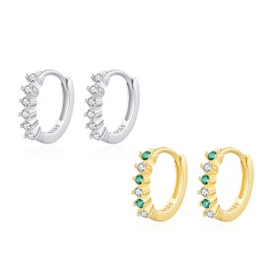 925 Sterling Silver Minimalist Sparkling Zircon Hoop Earring 60200343 925 Sterling Silver Minimalist Sparkling Zircon Hoop Earring 60200343