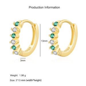 925 Sterling Silver Minimalist Sparkling Zircon Hoop Earring 60200343 925 Sterling Silver Minimalist Sparkling Zircon Hoop Earring 60200343