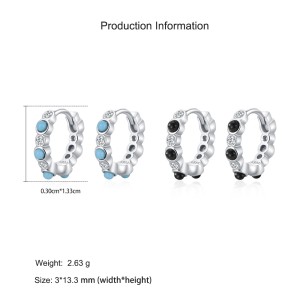 925 Sterling Silver Beaded Micro Pave Zircon Hoop Earring 60200344 925 Sterling Silver Beaded Micro Pave Zircon Hoop Earring 60200344