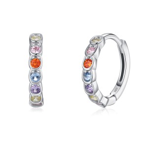 925 Sterling Silver Rainbow Zircon Hoop Earring 60200345 925 Sterling Silver Rainbow Zircon Hoop Earring 60200345