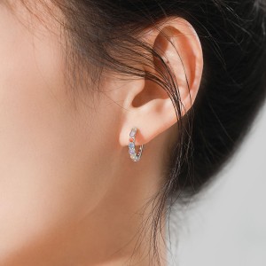 925 Sterling Silver Rainbow Zircon Hoop Earring 60200345 925 Sterling Silver Rainbow Zircon Hoop Earring 60200345