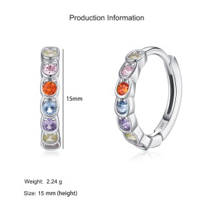 925 Sterling Silver Rainbow Zircon Hoop Earring 60200345 925 Sterling Silver Rainbow Zircon Hoop Earring 60200345